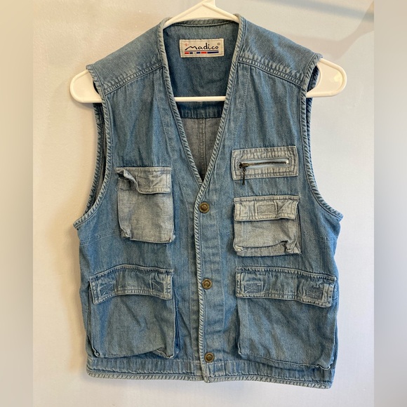 madico Jackets & Blazers - Vintage 90s 100% cotton Madico denim snap front utility vest size small